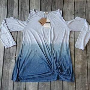 NWT Kori America Cold Shoulder Ombre Top Sz Sm